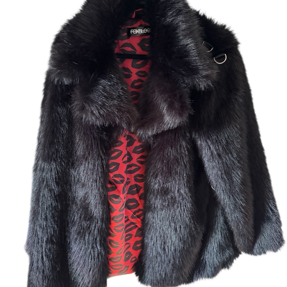 Foxblood Black Faux Fur Amora Jacket